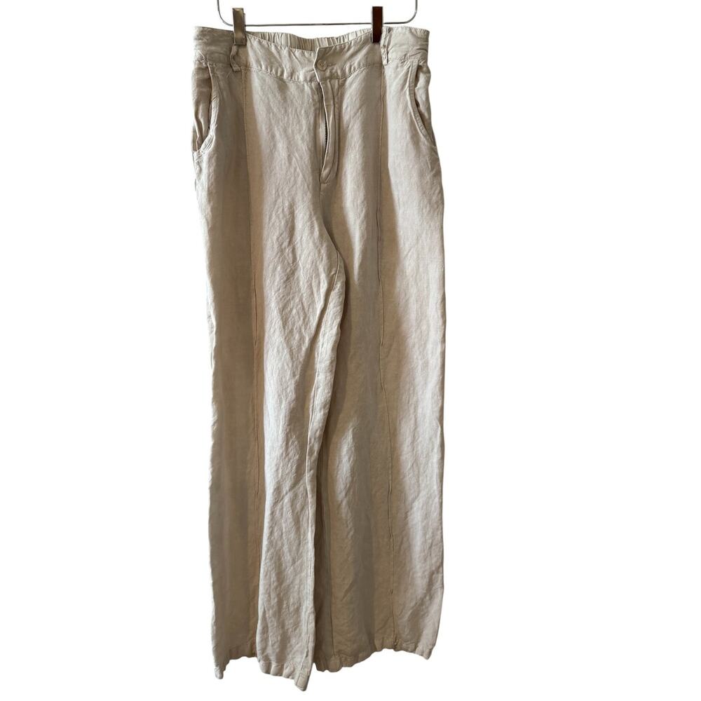YFB Young Fabulous & Broke Linen Blend Relaxed Wide Leg Pants Oatmeal M
